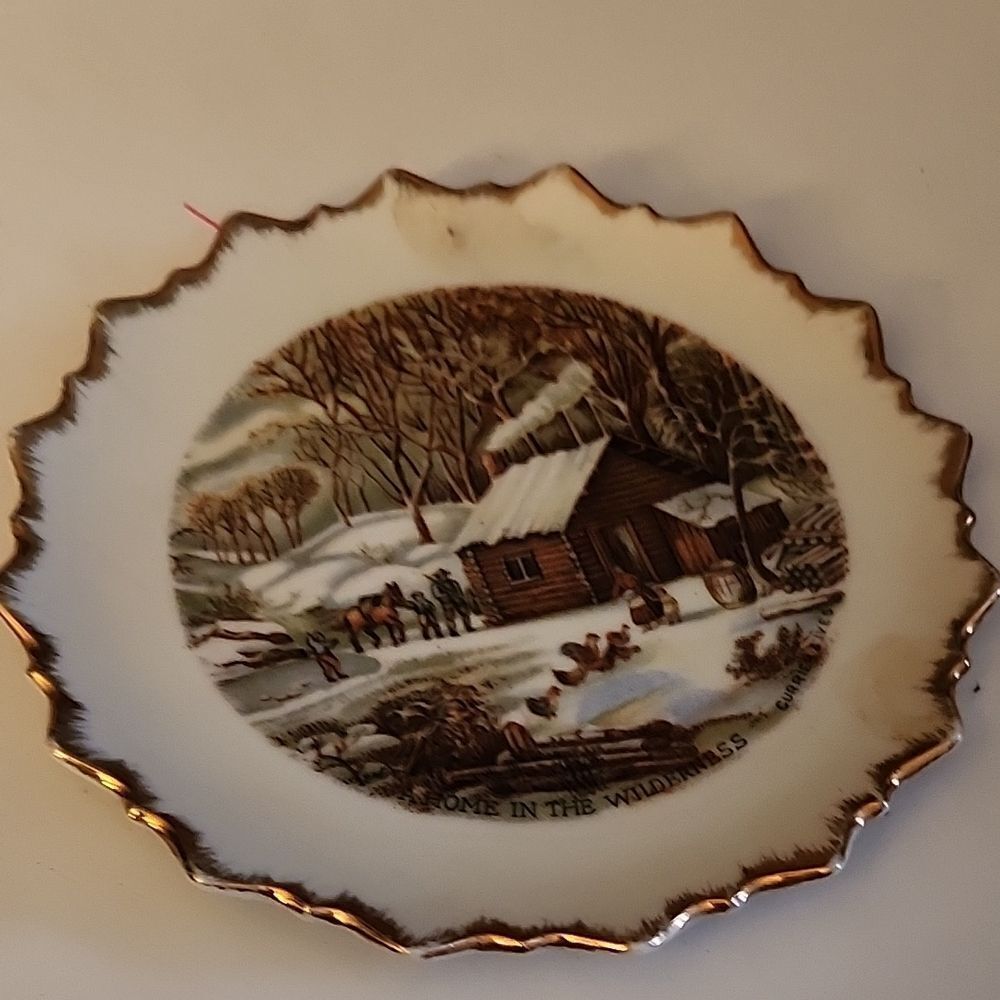 Currier and Ives Plate with Winter Scene